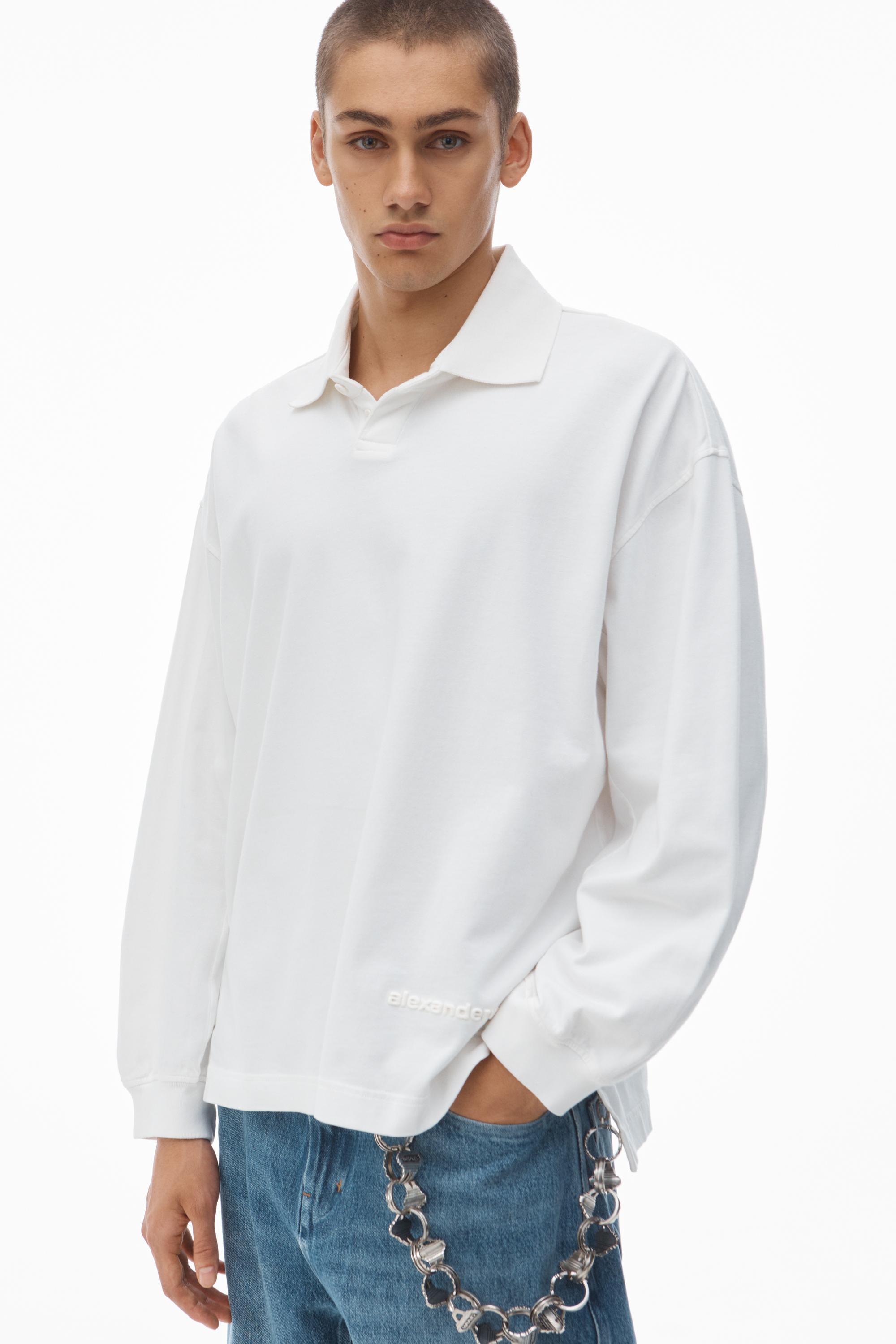 Men's Long-sleeve Polo Tee In Cotton Jersey Product Image