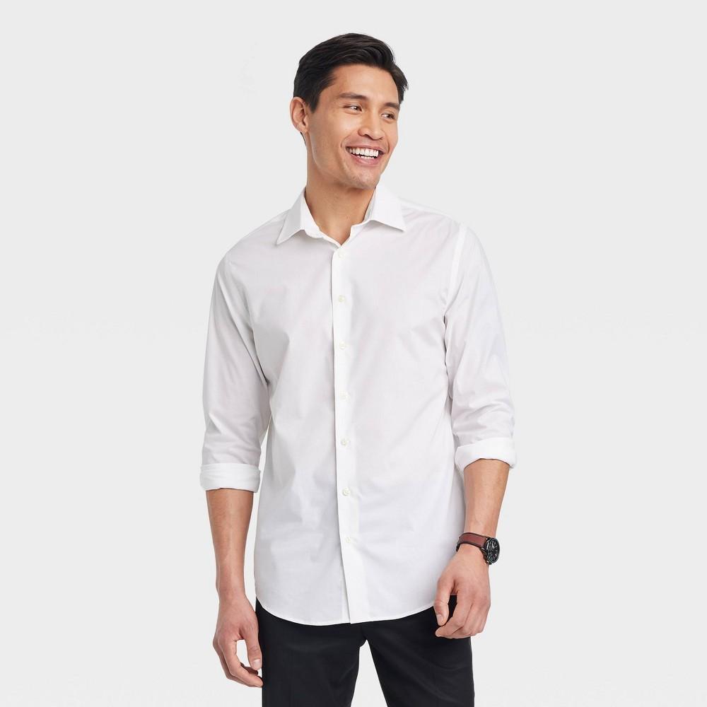 Mens Performance Long Sleeve Button-Down Dress Shirt - Goodfellow & Co White M Product Image