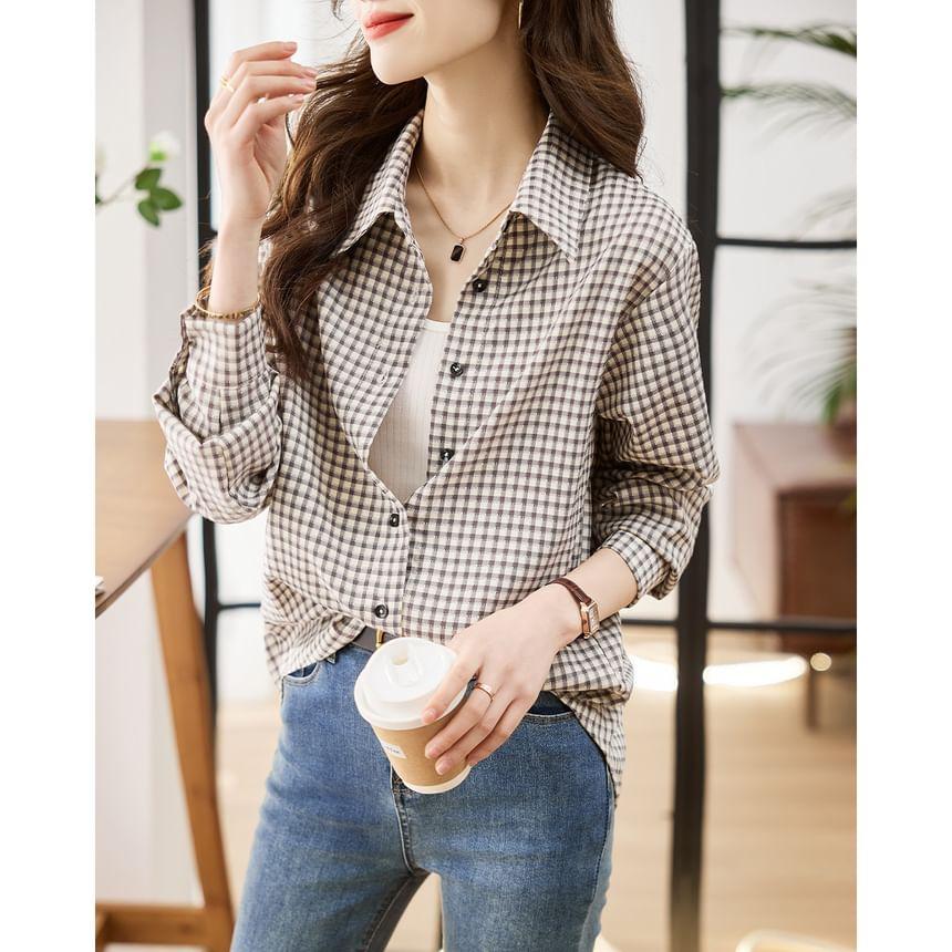 Long-Sleeve Plaid Shirt Product Image