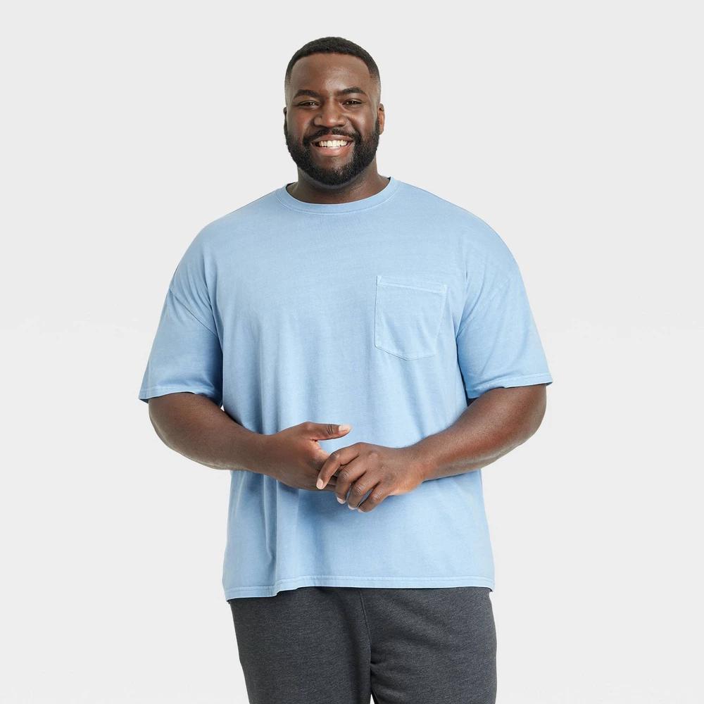 Mens Big & Tall Heavyweight Short Sleeve T-Shirt - Goodfellow & Co Light Blue 3XLT Product Image