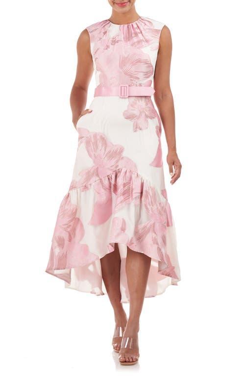 Kay Unger Beatrix Belted Floral High-Low Cocktail Dress Product Image