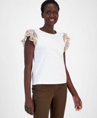 Women's Cotton Eyelet-Embroidered Top Product Image