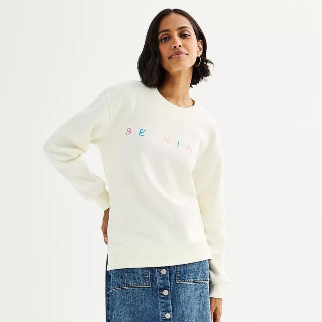 Womens Be Kind Graphic Pullover Ivory Product Image