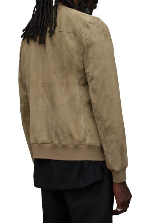 Kairo Zip Up Suede Bomber Jacket In Vetiver Green Product Image