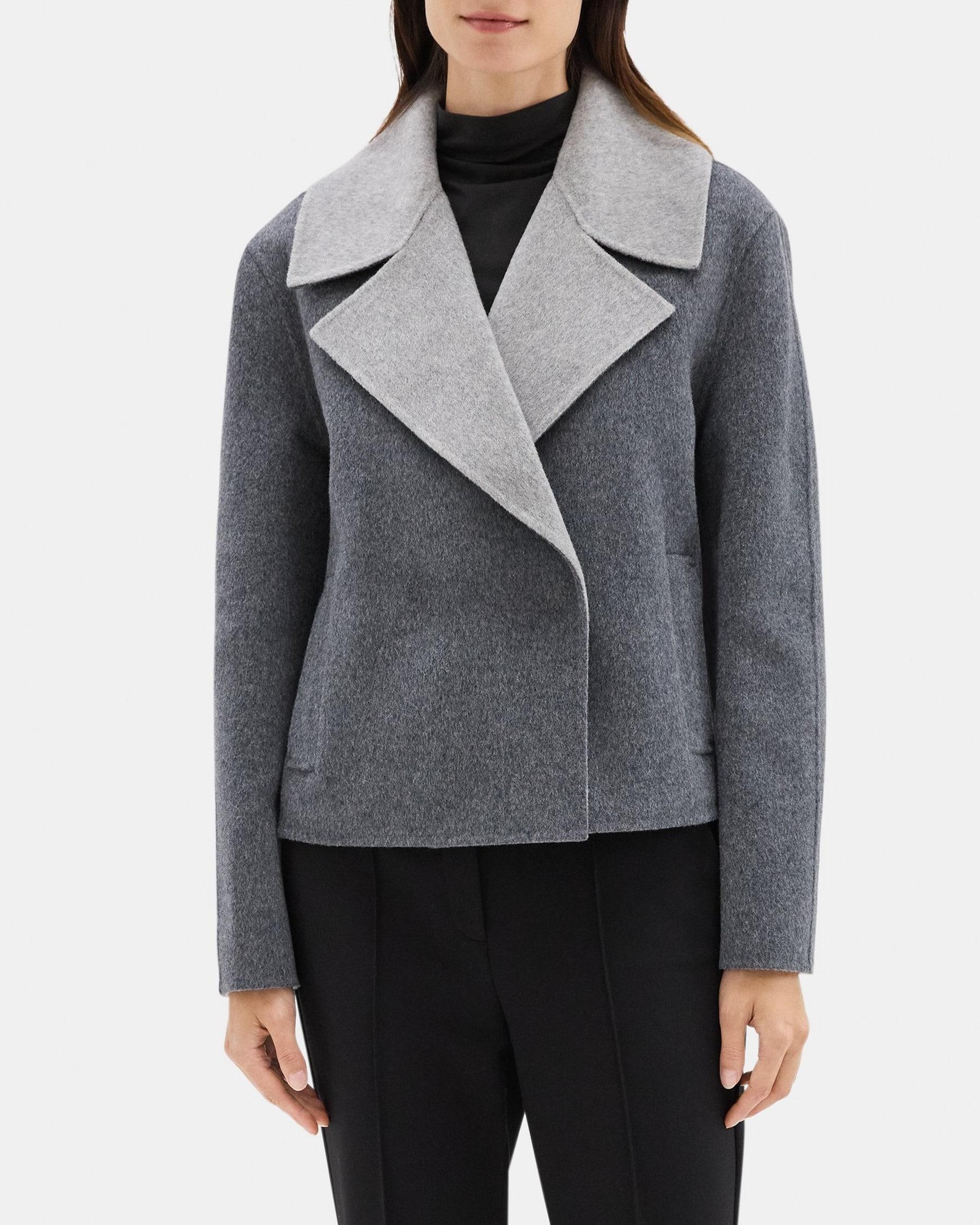 Cropped Coat in Double-Face Wool-Cashmere Product Image