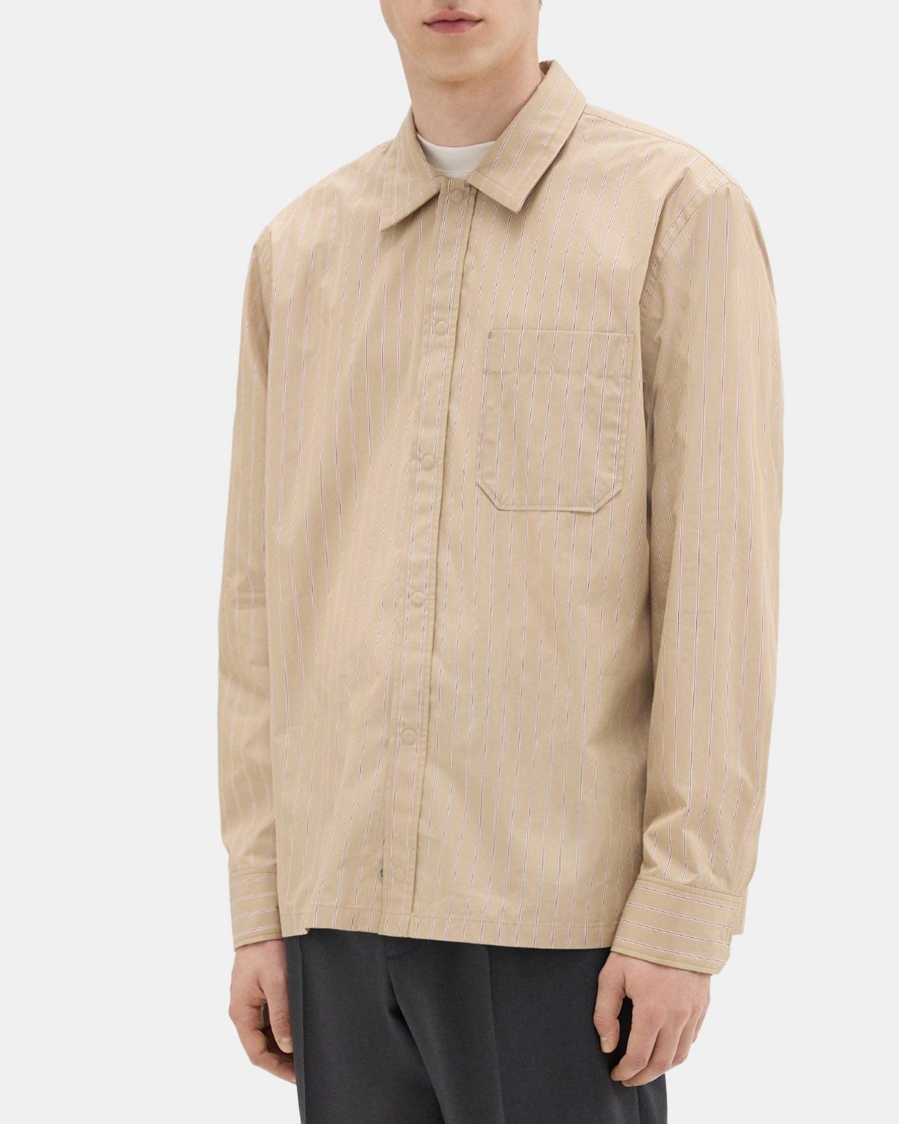 Striped Cotton-Blend Shirt Jacket Product Image