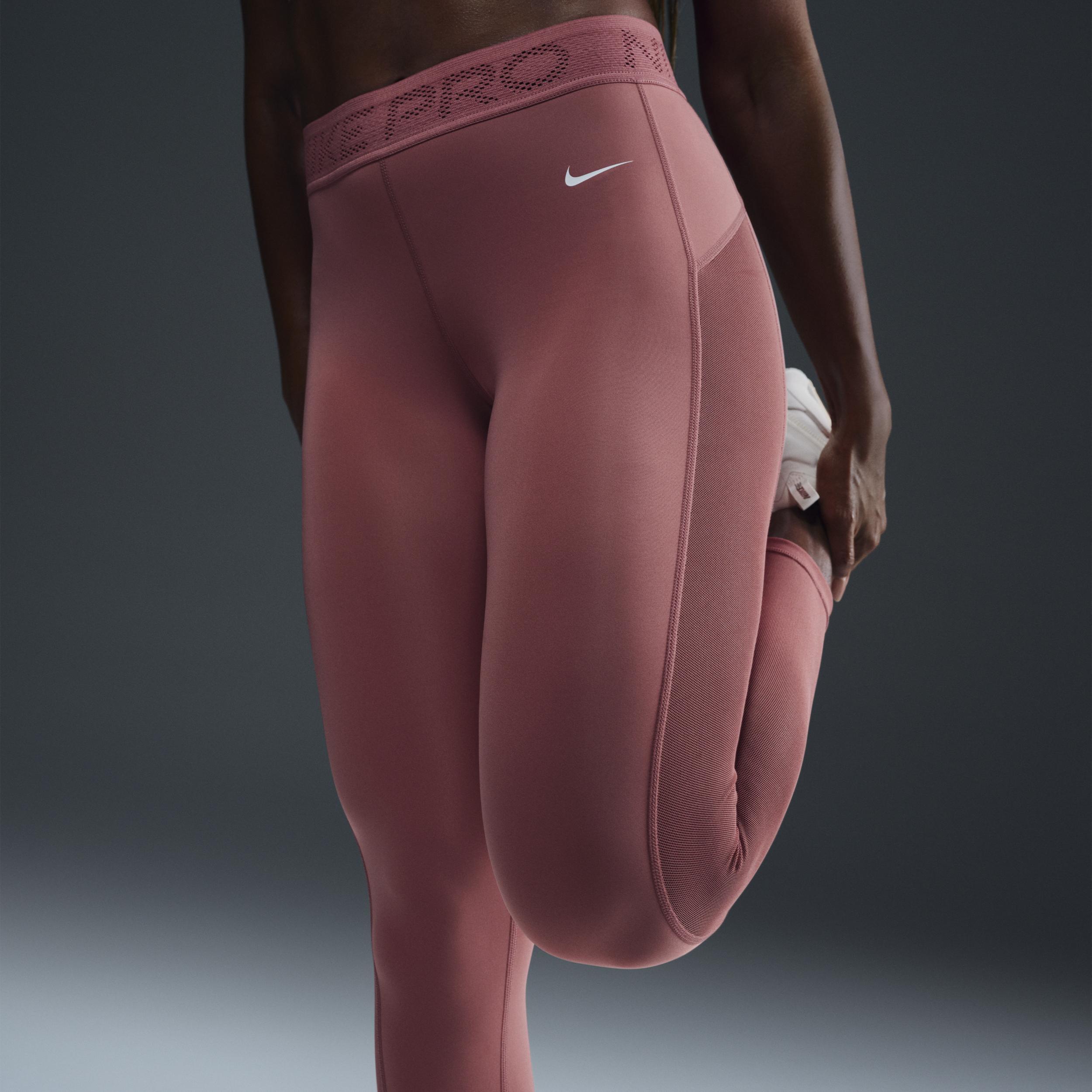 Women's Nike Pro Mid-Rise 7/8 Mesh-Paneled Leggings Product Image