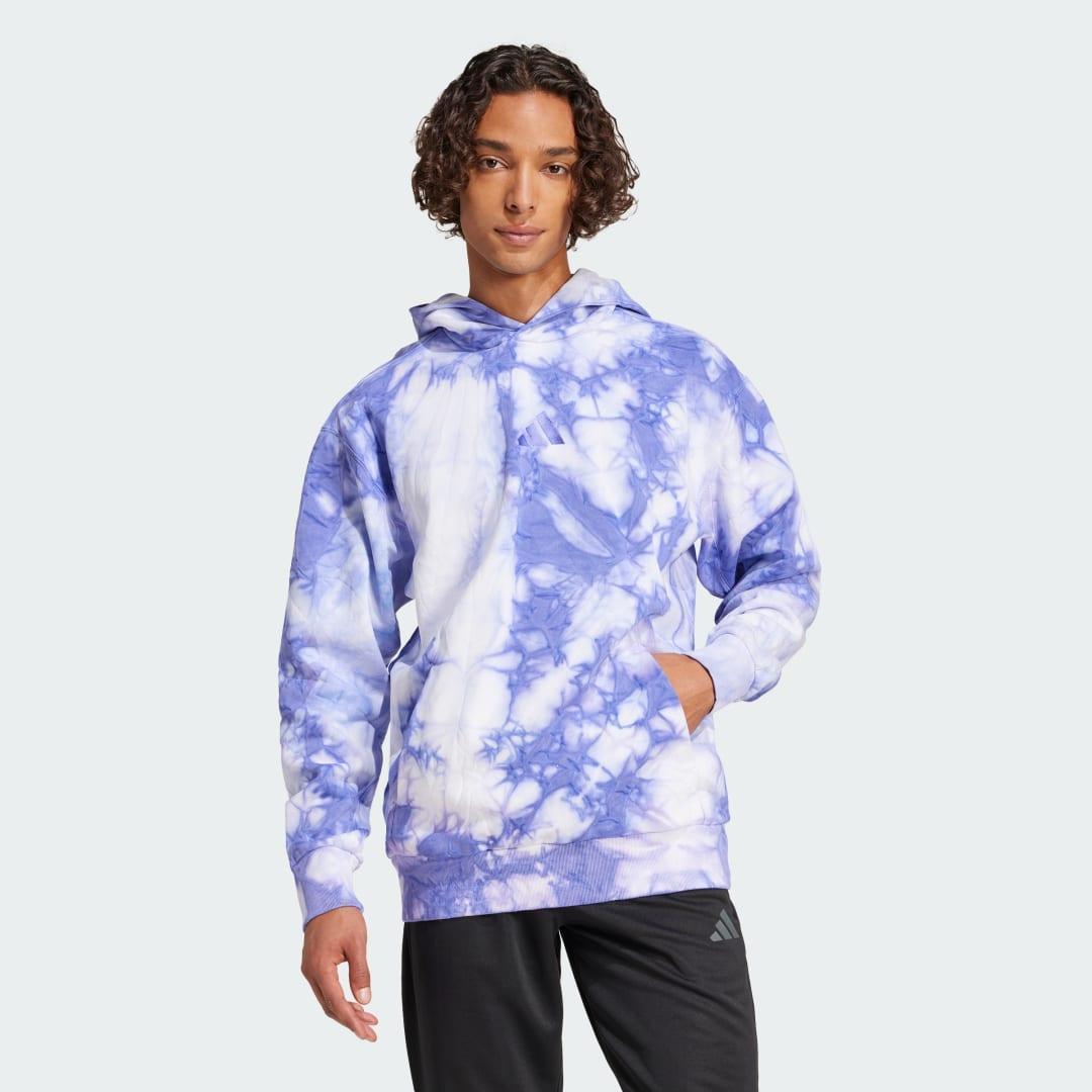 adidas ALL SZN Fleece Washed Hoodie Semi Cobalt Blue M Mens Product Image