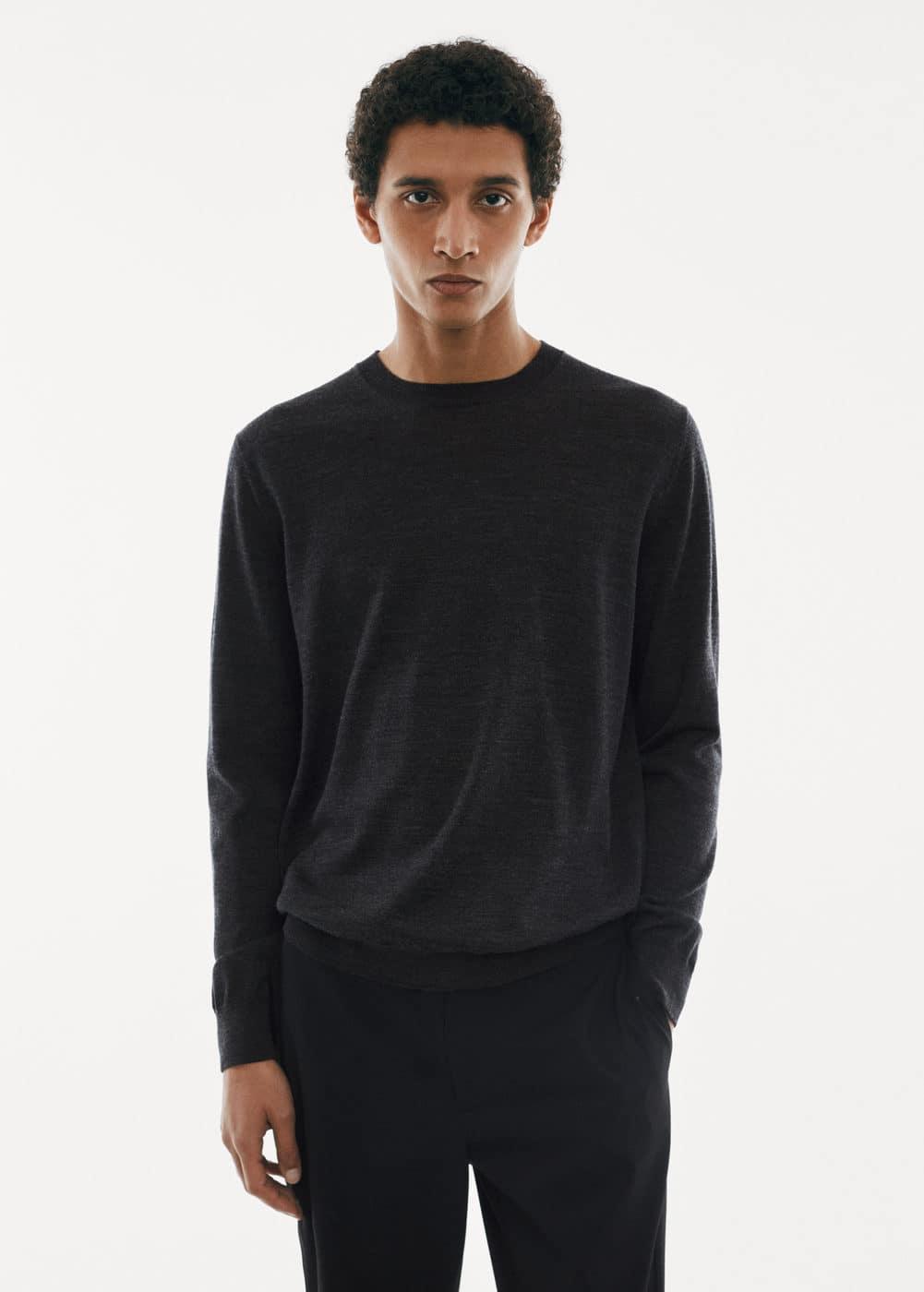 MANGO MAN - Merino wool washable sweater dark heather greyMen Product Image