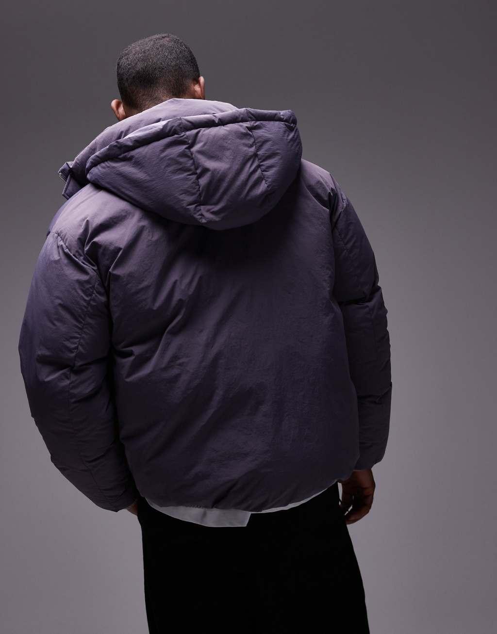 Topman collared puffer jacket in purple Product Image