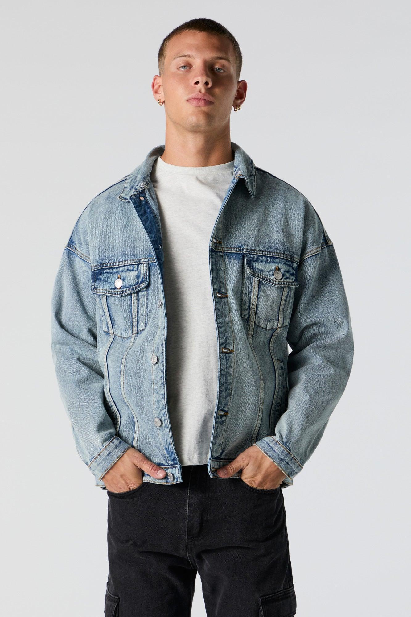 Removable Hood Denim Trucker Jacket Male Product Image