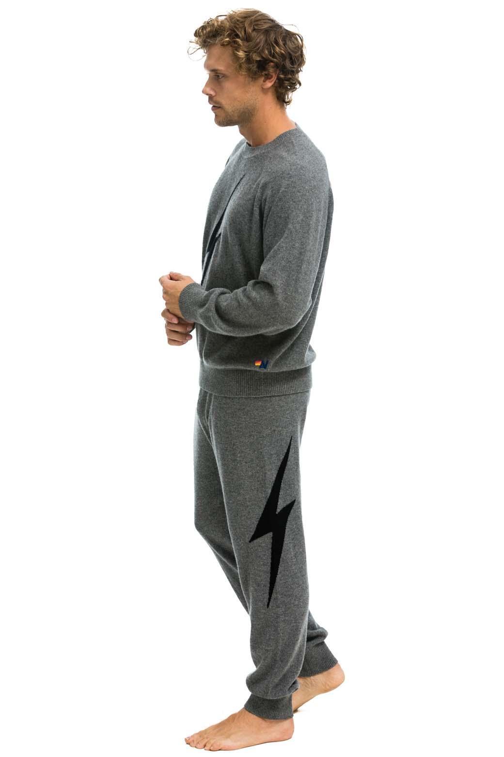 MEN'S BOLT CASHMERE LIGHT SWEATER PANT	- DEEP HEATHER // BLACK BOLT Male Product Image