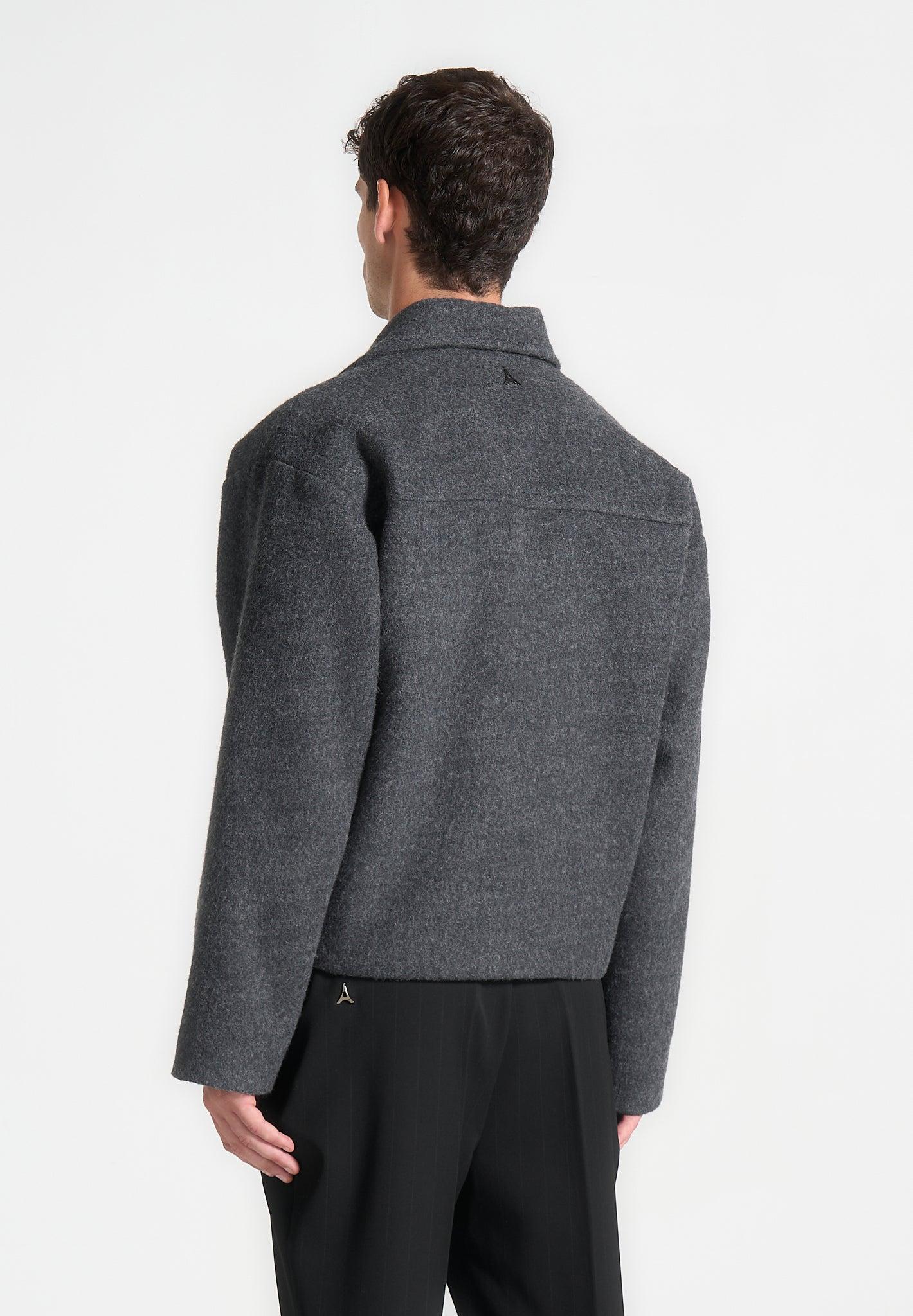 Double Breasted Wool Jacket - Grey Male Product Image