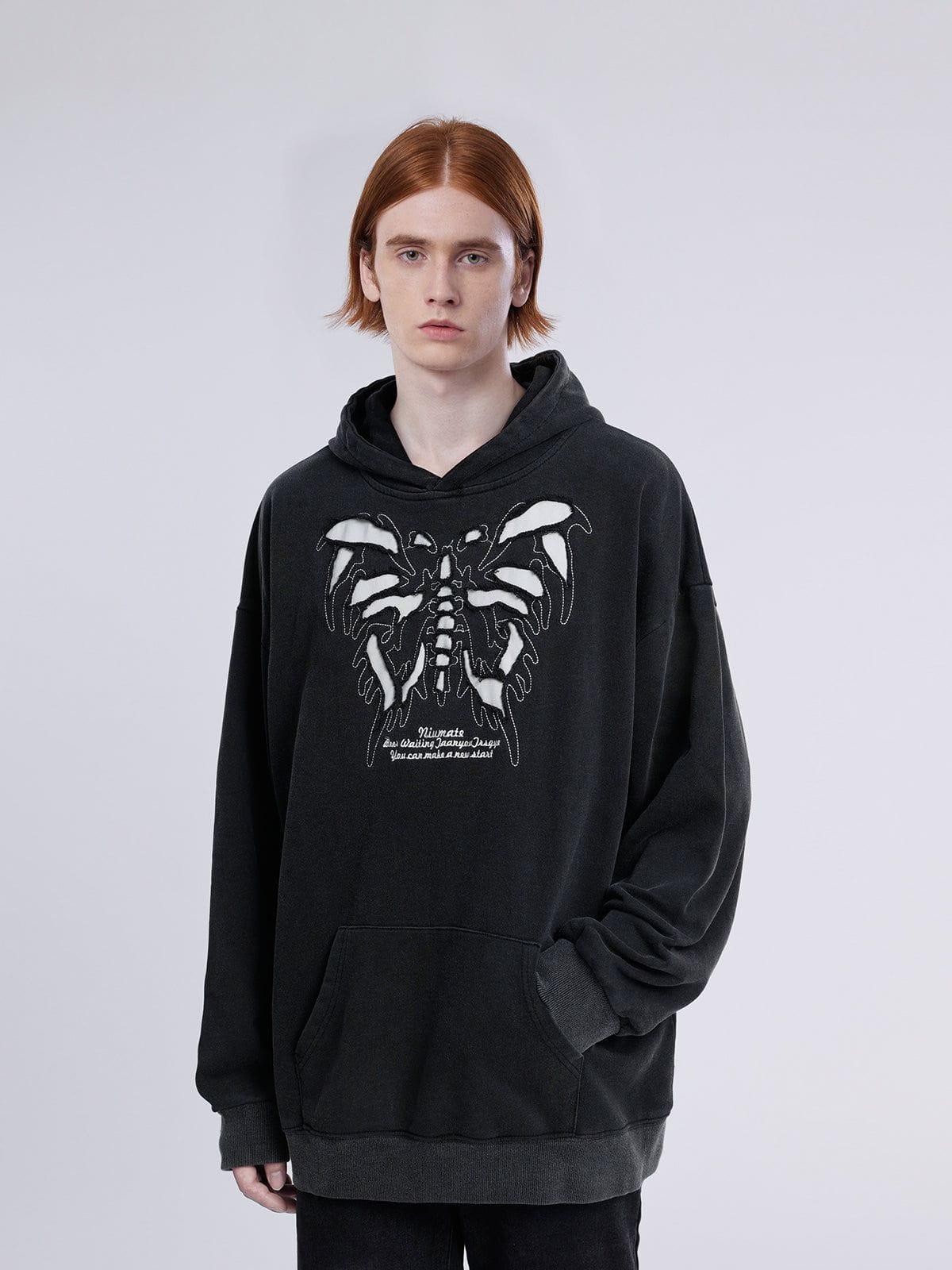 Aelfric Eden Washed Skeleton Butterfly Hoodie Product Image