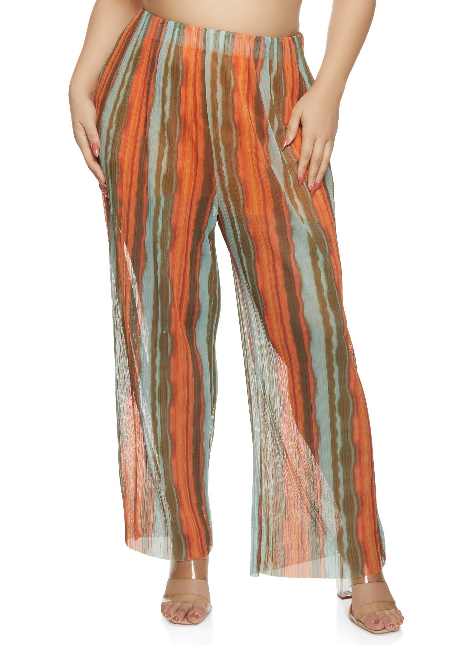 Womens Plus Size Smudge Stripe Print Pants Product Image