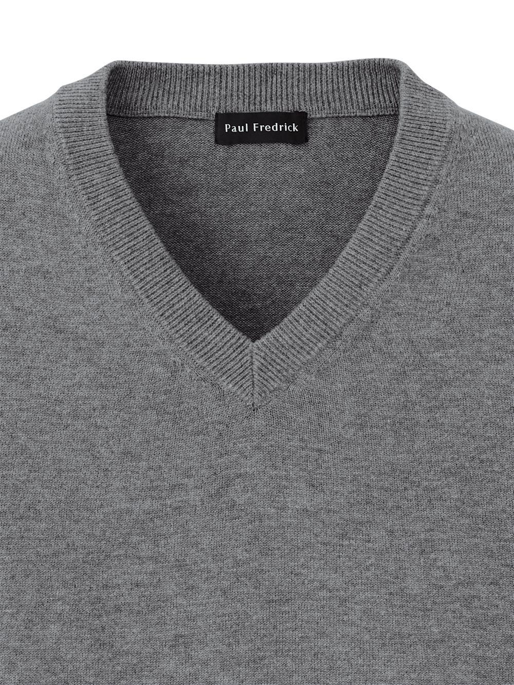 Supima Cotton V-neck Sweater - Medium Grey Product Image