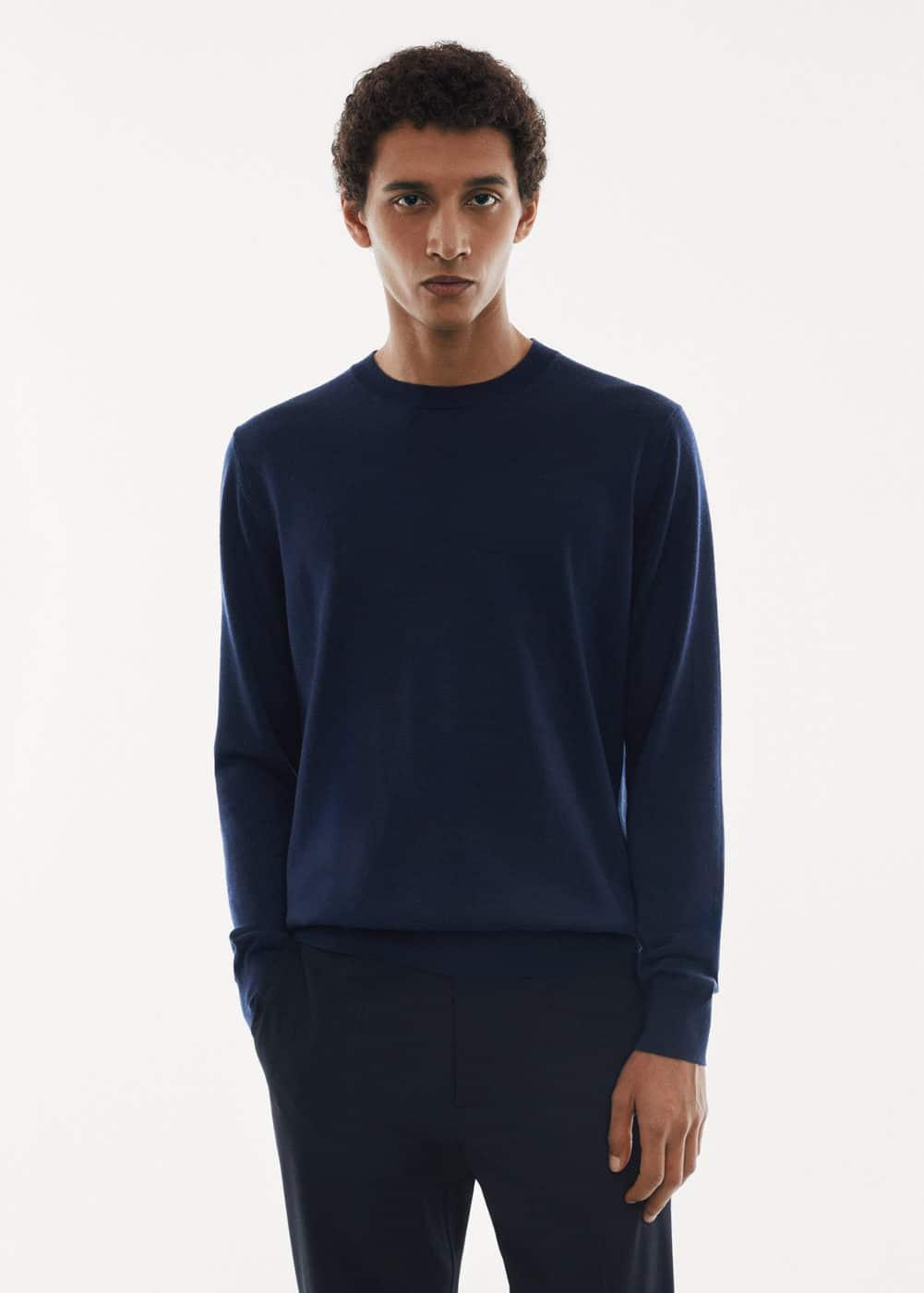 MANGO MAN - Merino wool washable sweater navyMen Product Image