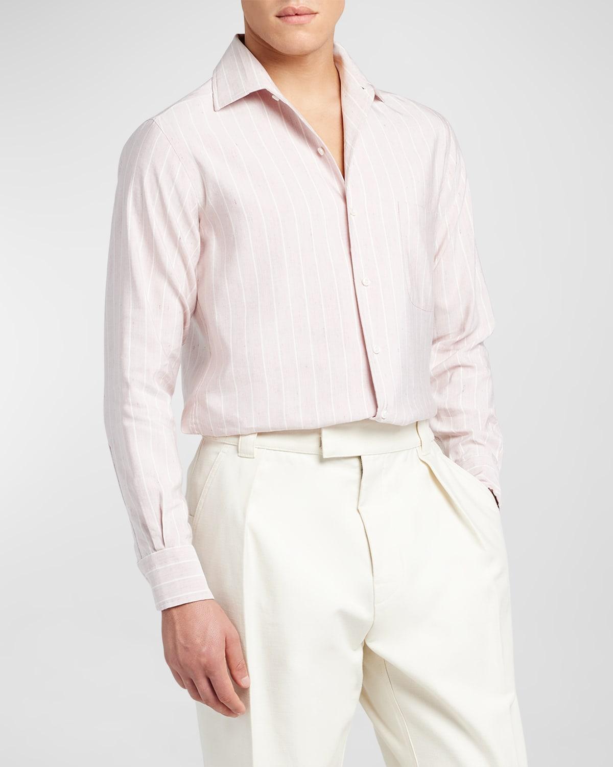 Mens Andre Linen-Silk Pinstripe Sport Shirt Product Image