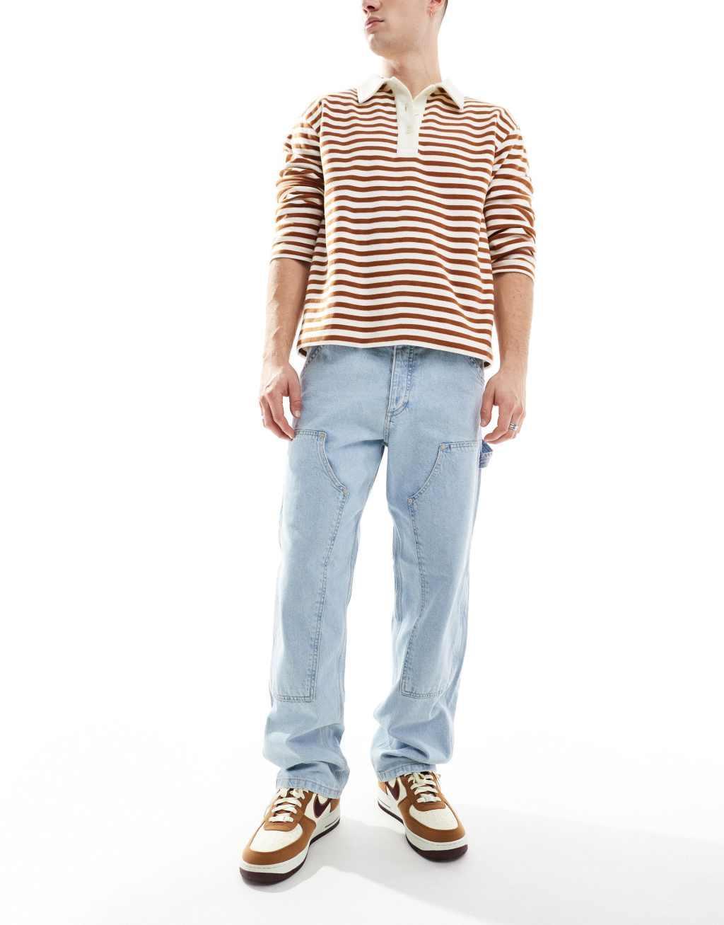 Jack & Jones eddie baggy painter jean in light blue wash  Product Image