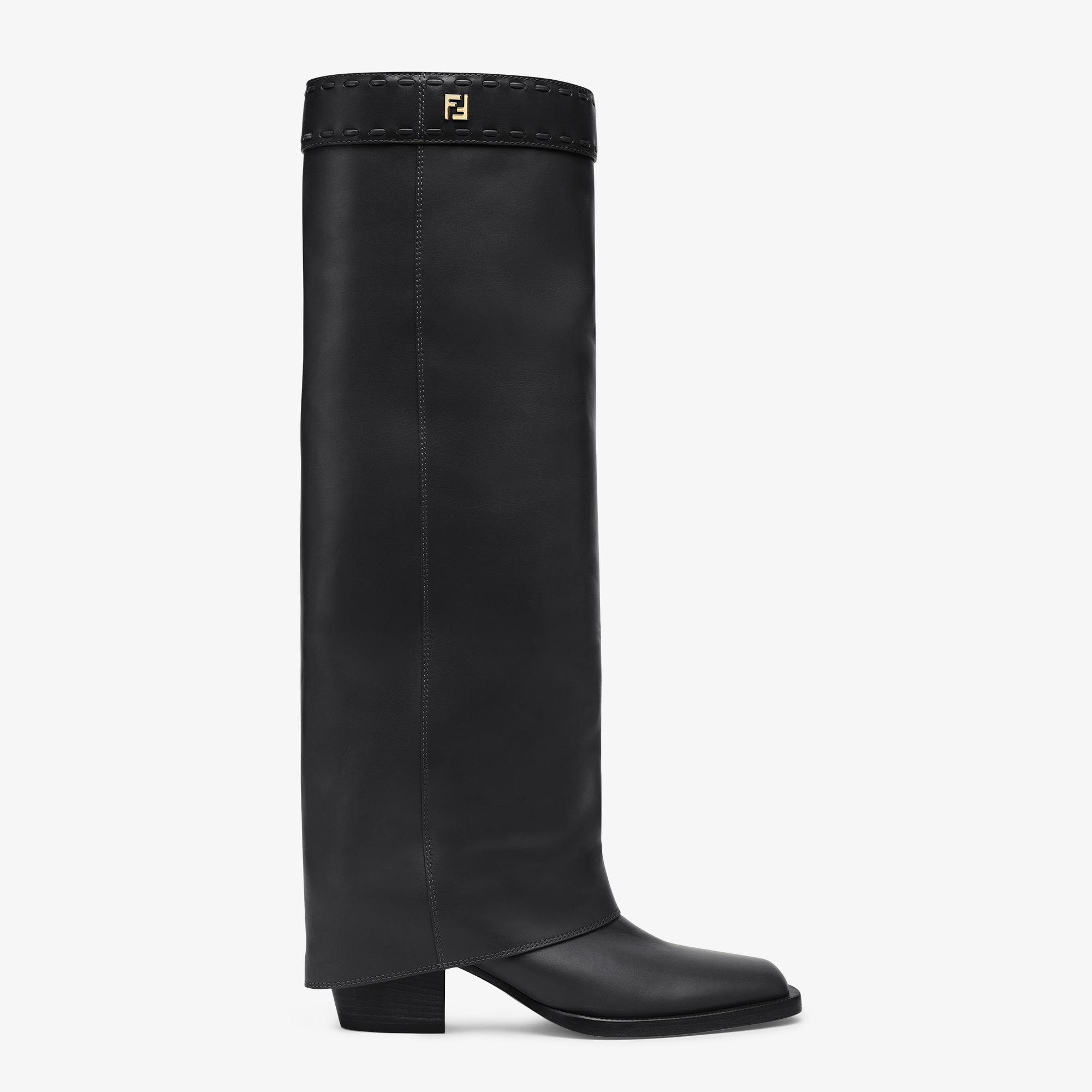 Fendi ShowBlack leather high-heeled boots Product Image