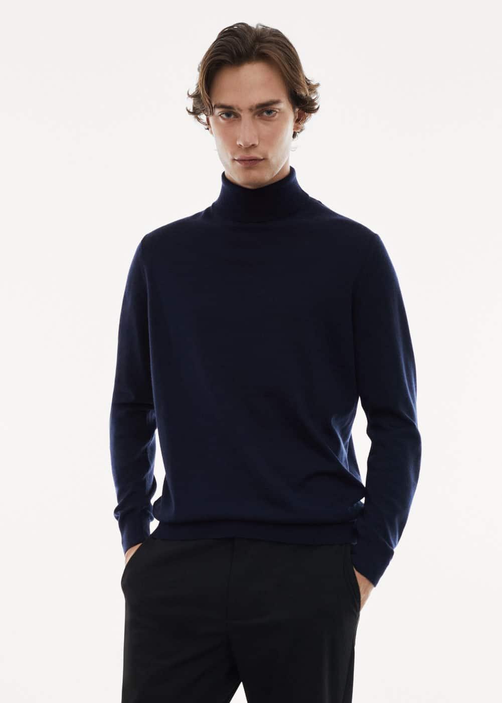 100% merino wool turtleneck sweater - Men | MANGO USA Product Image