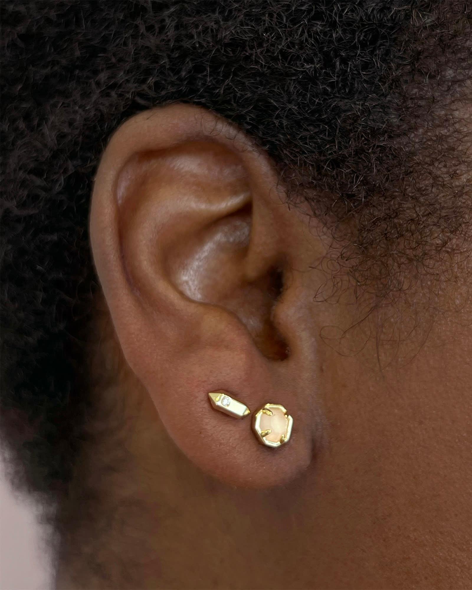 Austin Gold Single Stud Earring in White Crystal Product Image