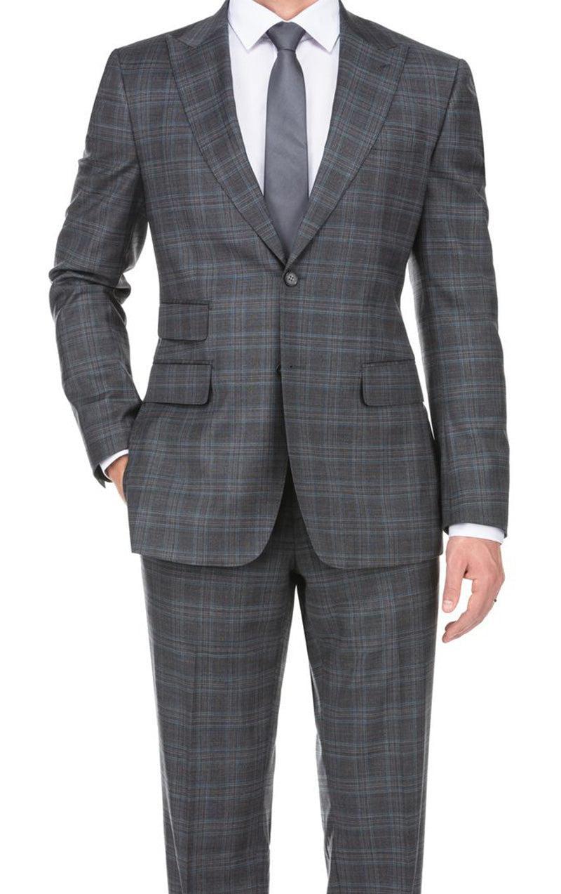 English Laundry 2-Piece Gray Plaid Wool Blend Slim Fit Dress Suit product image