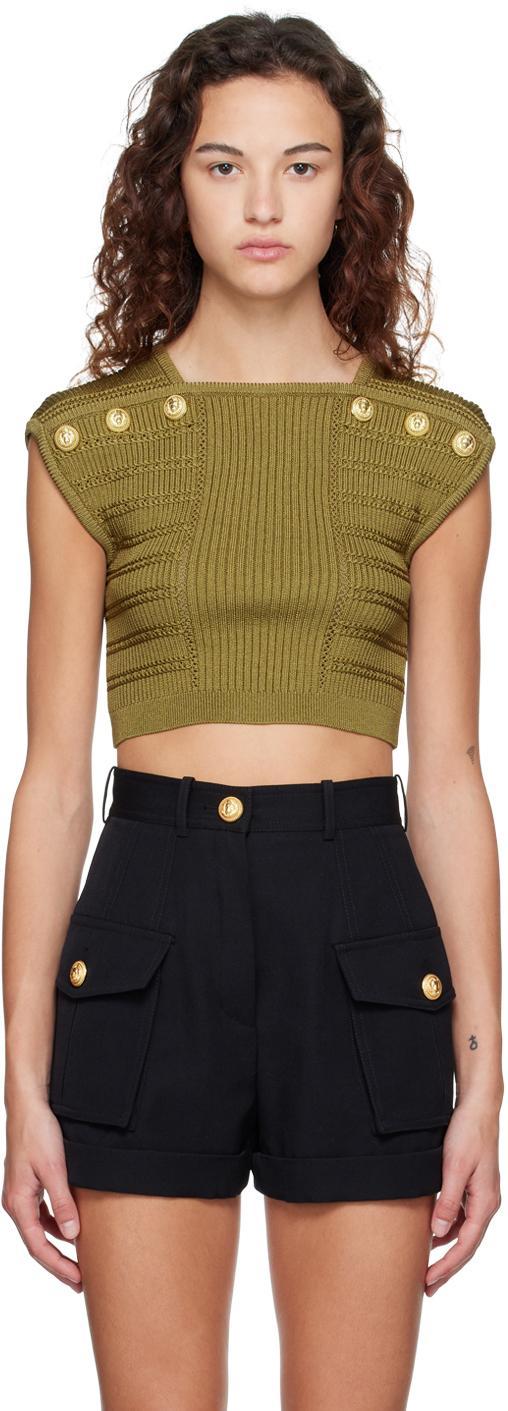 Khaki Cropped T-shirt In 7ch Kaki (7ch) Product Image