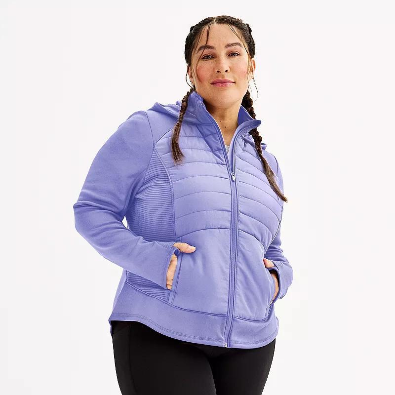 Plus Size Tek Gear Hooded Mixed-Media Jacket, Womens Product Image