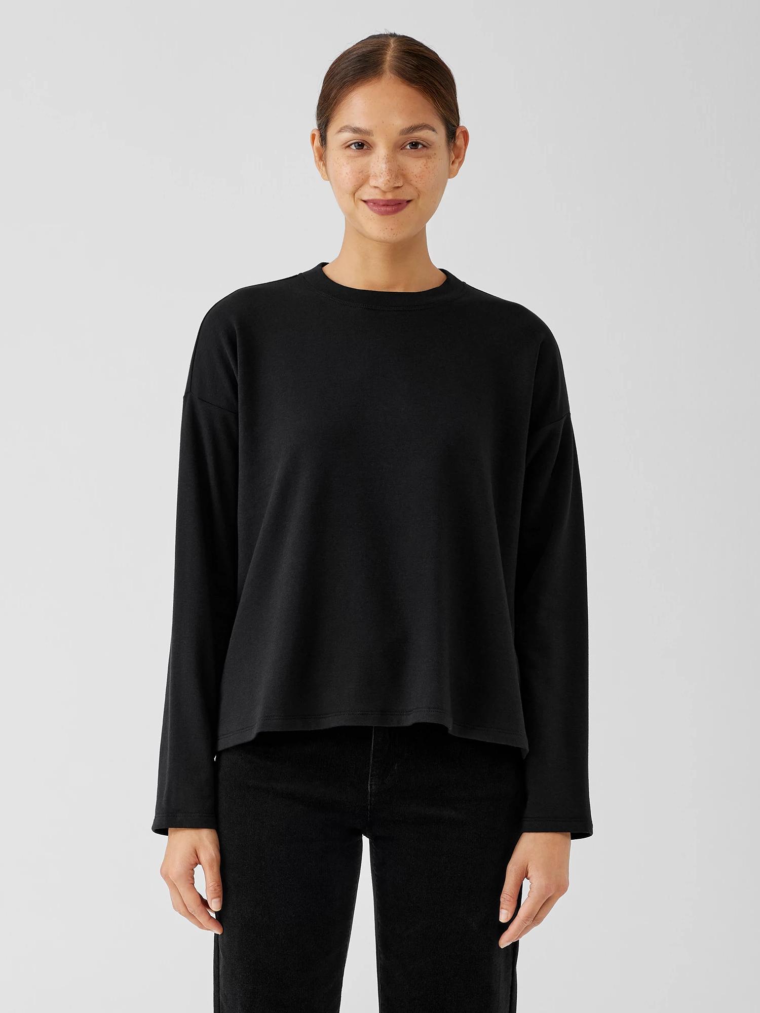 EILEEN FISHER Cozy Brushed Terry Hug Box-Topfemale Product Image