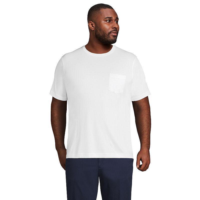 Big & Tall Lands End Supima Pocket Tee, Mens White Product Image