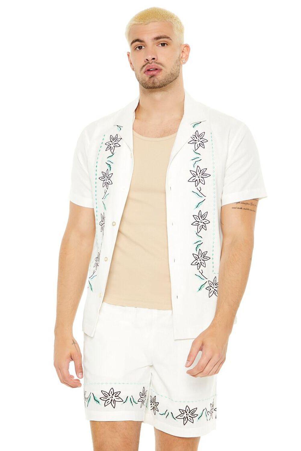 Floral Embroidered Linen-Blend Shirt | Forever 21 Product Image