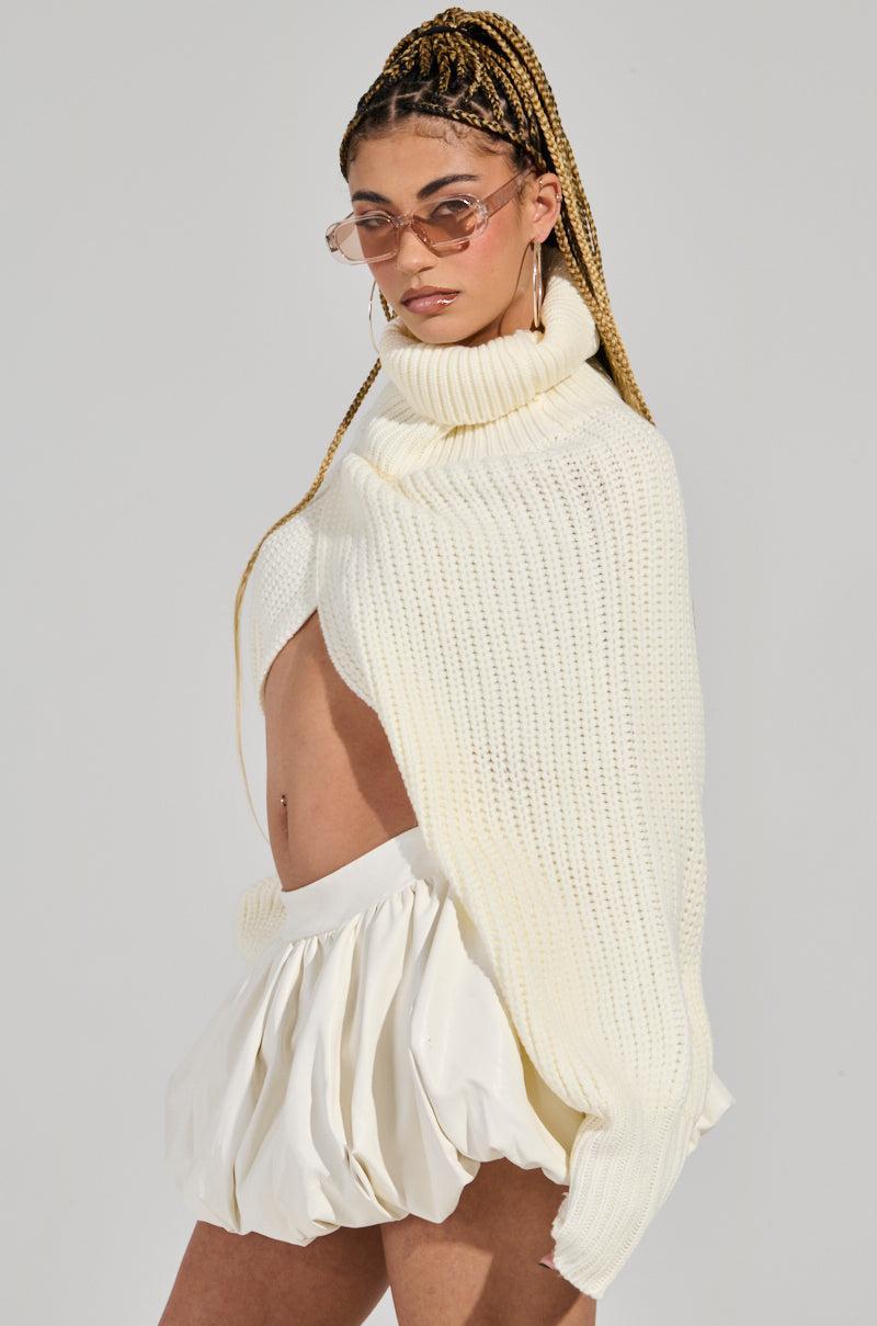 ANNETTA CROPPED LONG SLEEVE CHUNKY KNIT SWEATER Product Image