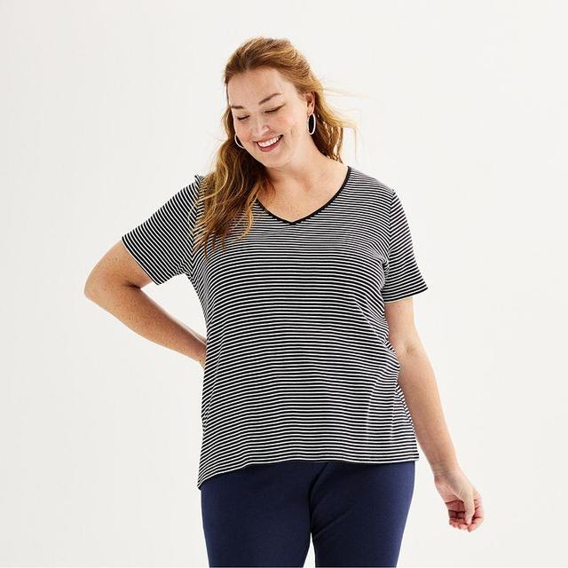 Plus Size Croft & Barrow Essential V-Neck Tee, Womens Product Image