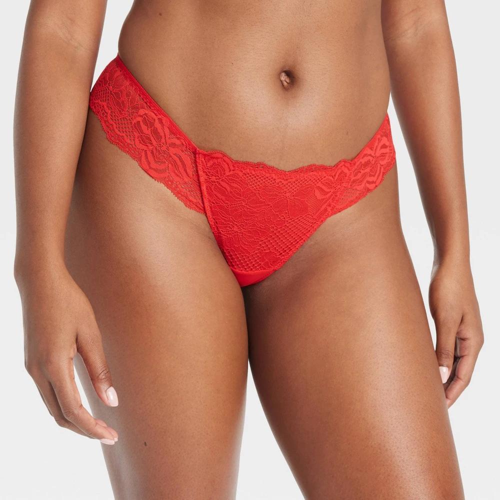 Womens Galloon Lace Thong - Auden Red Product Image