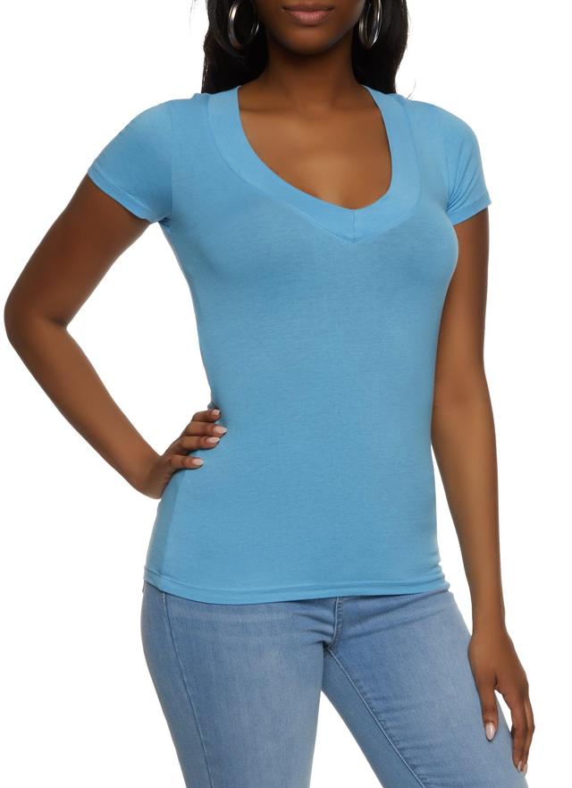 Womens Basic V Neck Short Sleeve Tee Product Image