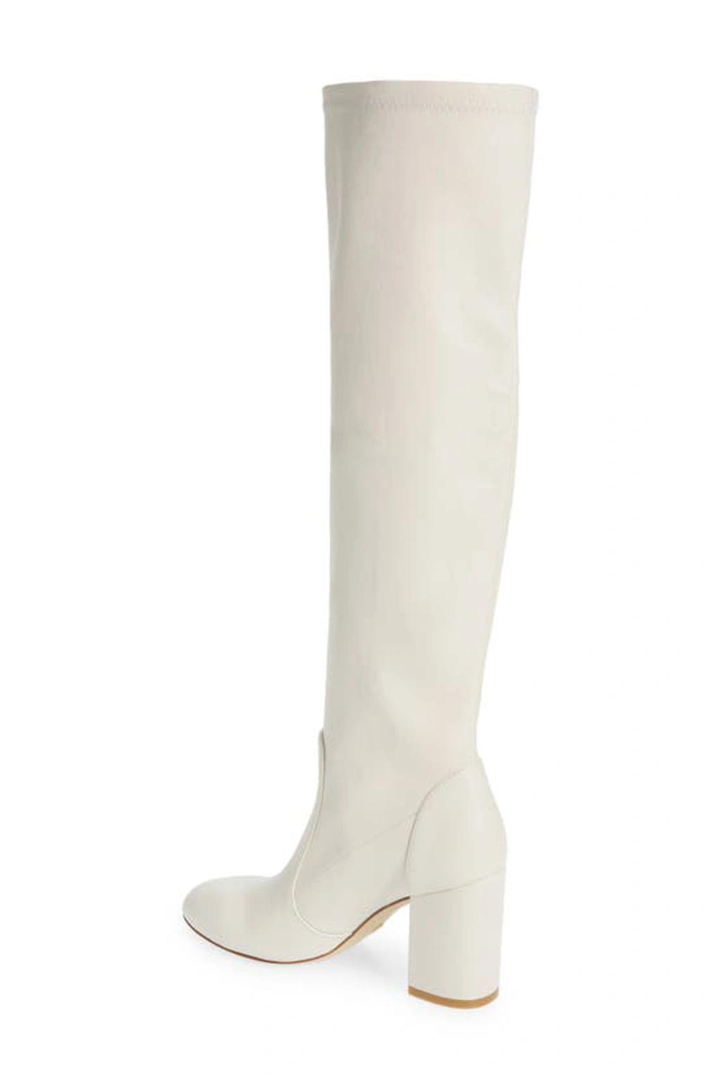 Yuliana Leather Knee Boots In Cream Product Image