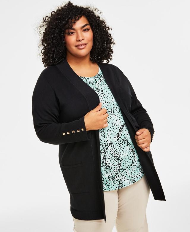 Jm Collection Womens Button-Sleeve Flyaway Cardigan-4X, Created for Macys Product Image