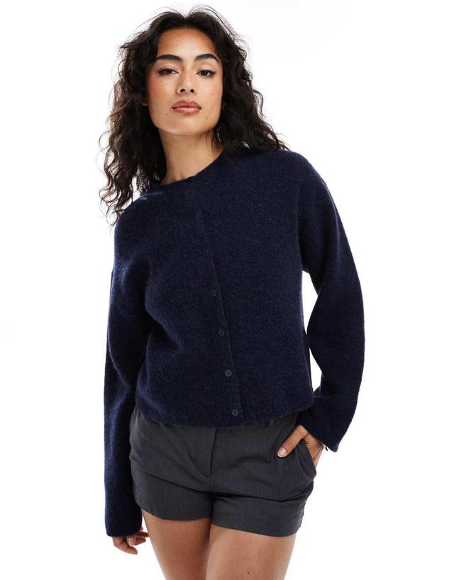 & Other Stories alpaca and wool cardigan with button front in dark blue Product Image