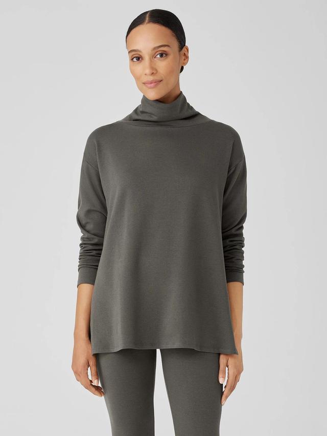 EILEEN FISHER Cozy Brushed Terry Hug Funnel Neck Long Topfemale Product Image