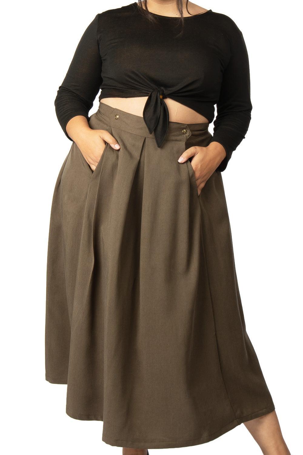 Rue Skirt in Olive Tencel Product Image