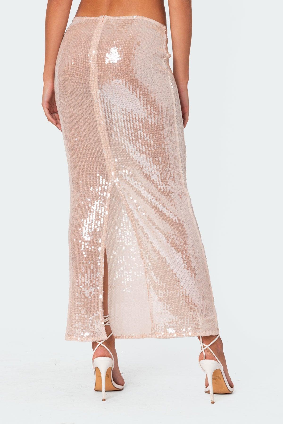 Riki Sheer Sequin Maxi Skirt Product Image