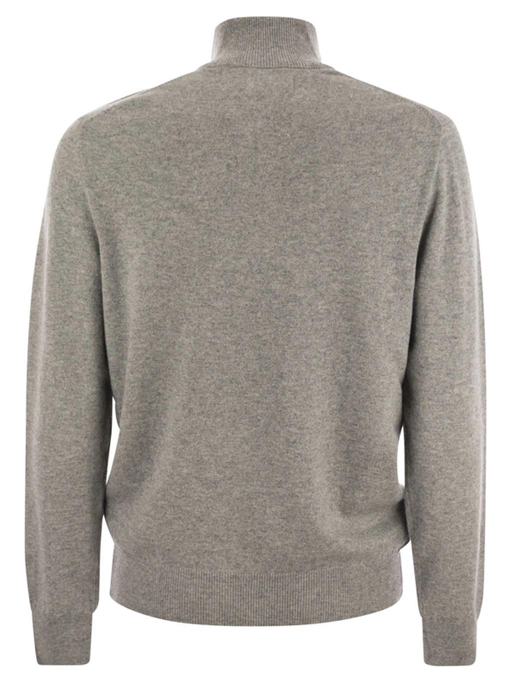 Wool Pullover With Half Zip In Grey Product Image