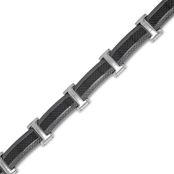 Men's Two-Tone Stainless Steel and Carbon Fiber Bracelet - 8.5" Product Image