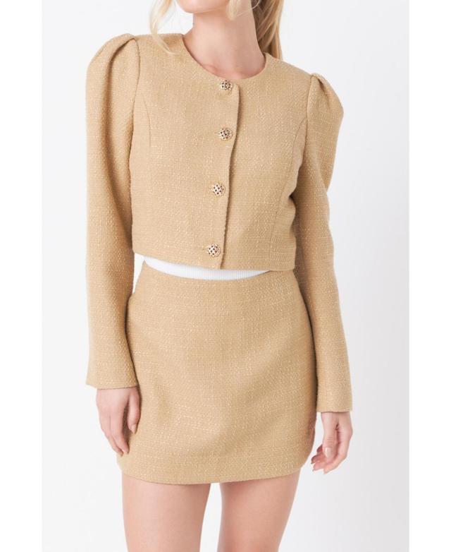 Womens Cropped Tweed Jacket Product Image