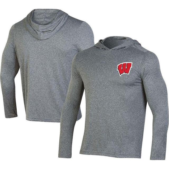 Mens Champion Gray Wisconsin Badgers Hoodie Long Sleeve T-Shirt Product Image