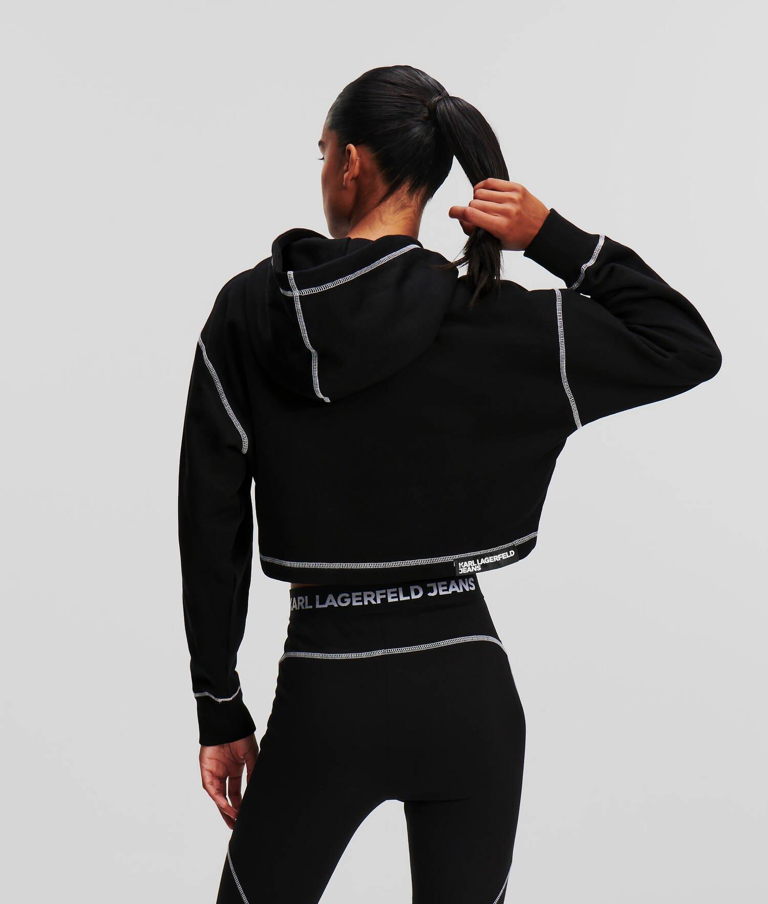 KLJ CONTRAST STITCH CROPPED HOODIE Product Image