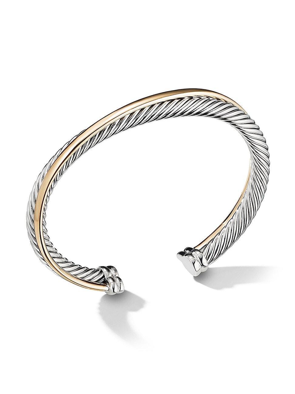 Womens Crossover Two Row Cuff Bracelet in Sterling Silver Product Image