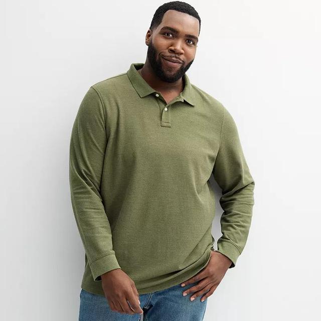 Big & Tall Sonoma Goods For Life Long Sleeve Pique Polo, Mens Product Image