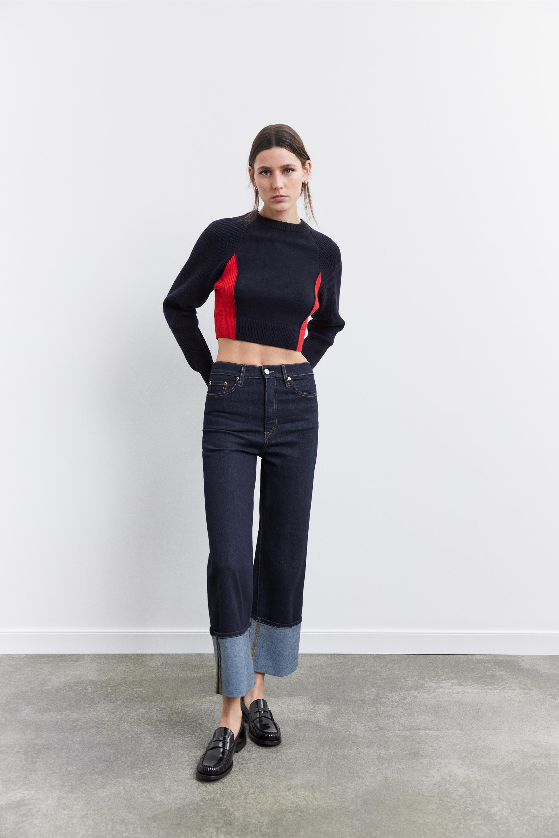 COLORBLOCK KNIT CROP SWEATER Product Image